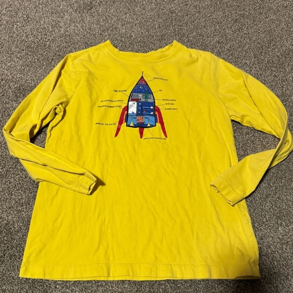 Hanna Andersson Yellow Rocket Long Sleeve Tee – Size 12 Unisex